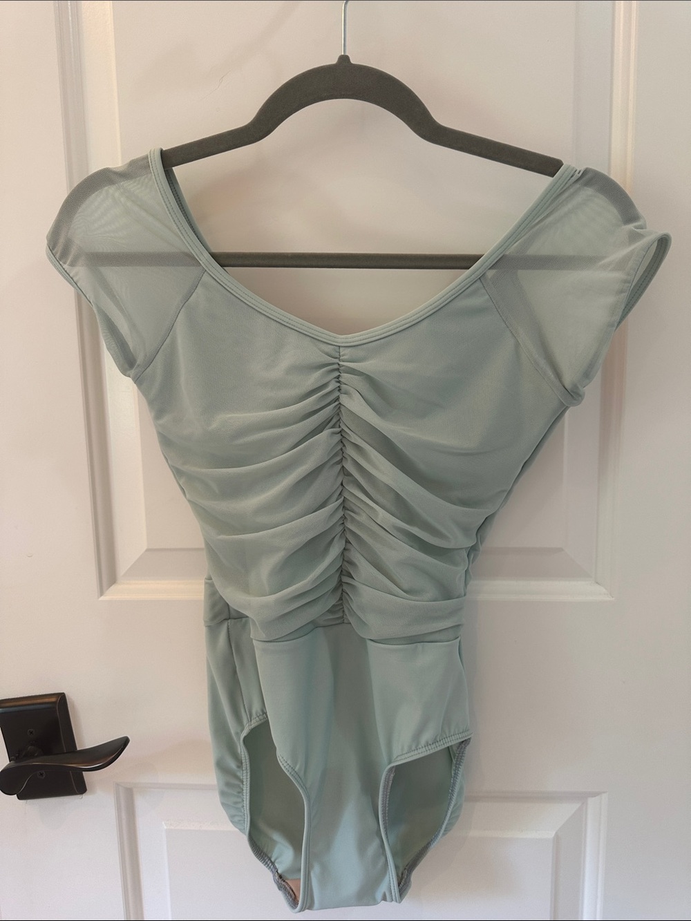 Eleve Dancewear Sage Green Ruched Cap Sleeve Leotard